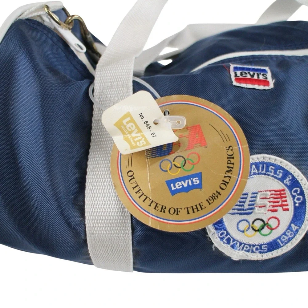 Vintage Levi's 1984 USA Olympics Duffle Bag Navy Red White Gym NWT - Picture 2 of 6